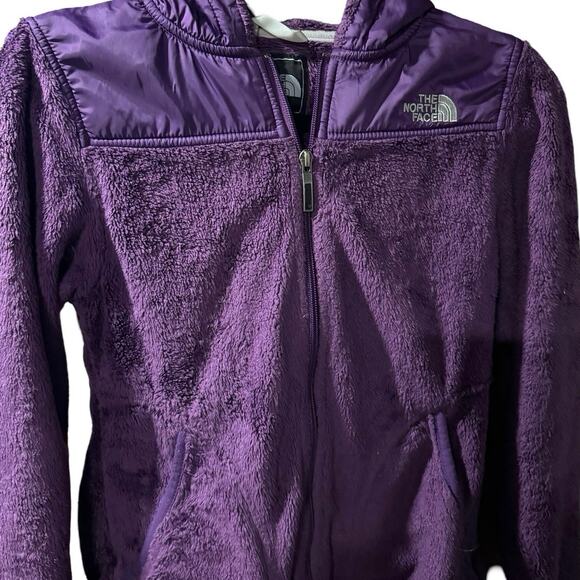 The North Face jacket XS Womens Hooded Purple Fuzzy Full Zip soft logo - Picture 2 of 7